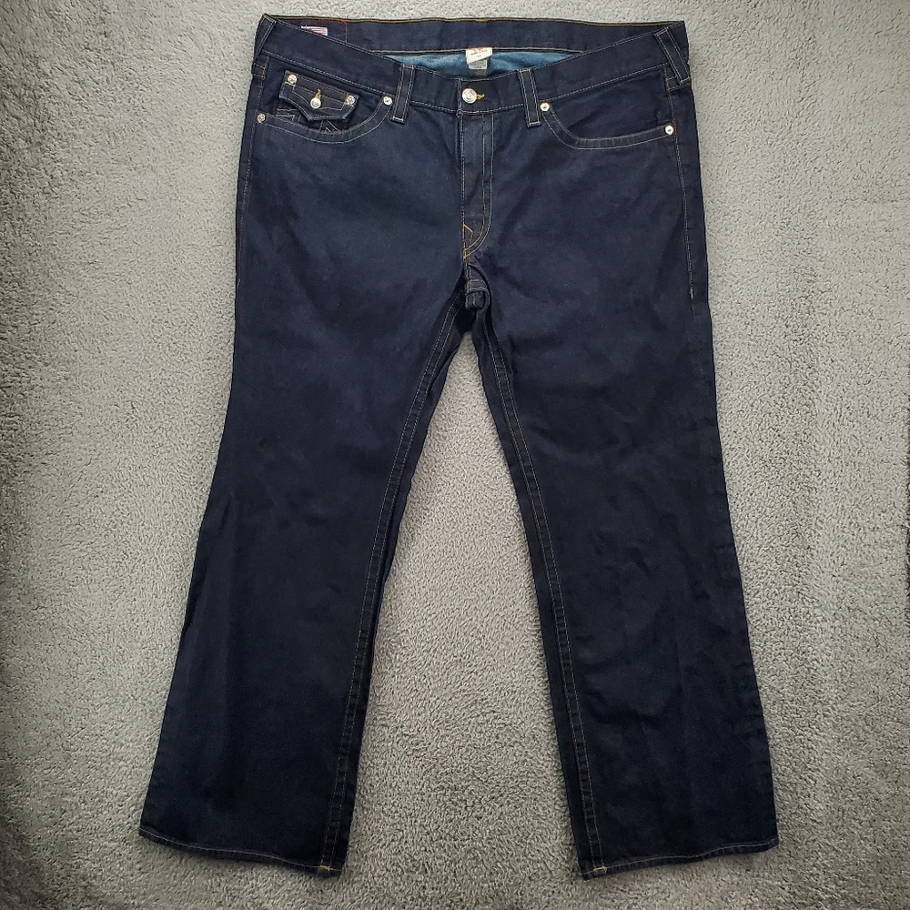 True Religion Ricky Straight Jeans Mens 44 Dark Wash Made In USA